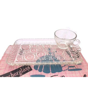 Mid Century Glass SERVA SNACK Set / Anchorglass 8 Piece Bar Cart Accessories